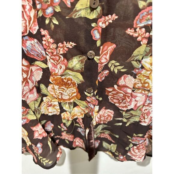 CAbi Silk Multicolor Floral Print Blouse - Picture 6 of 9